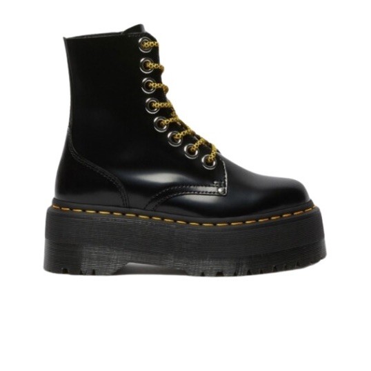 2823.jpg Dr.Martens Negras Con Plataforma Cordones Amarillos