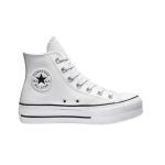 Converse All Star Cuero Plataforma Altas Blancas
