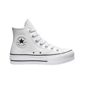 Converse All Star Cuero Plataforma Altas Blancas