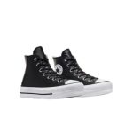 Converse All Star Cuero Plataforma Altas Negras - imagen 2