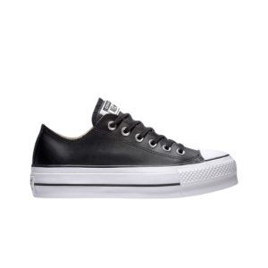 Converse All Star Cuero Plataforma Bajas Negras